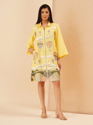 Yellow Cappadocia Zipper dress