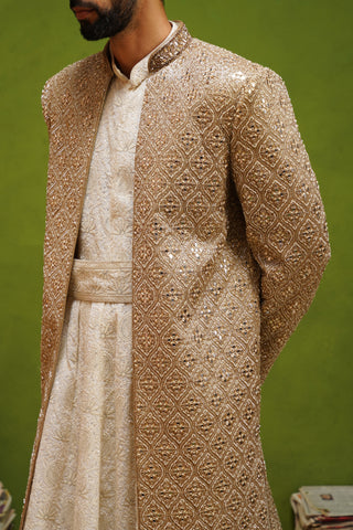 VEDANT GOLD SHERWANI SET