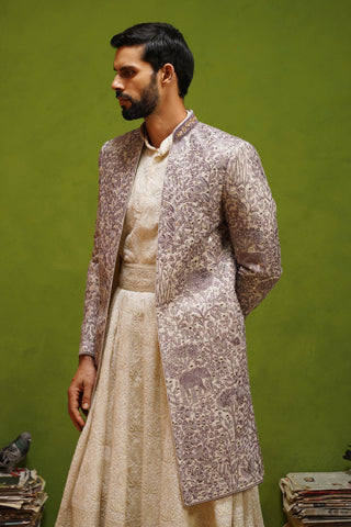 MEHRAN LAVENDER SHERWANI SET