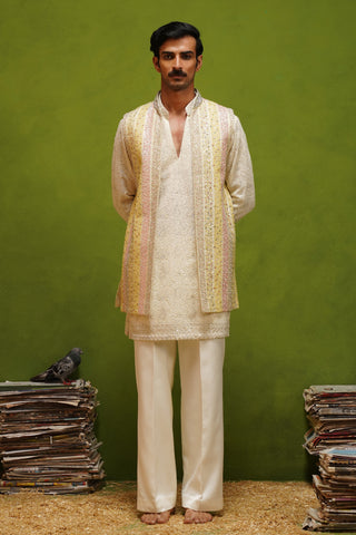 AAFREEN MULTI  V NECKSHORT KURTA JACKET SET