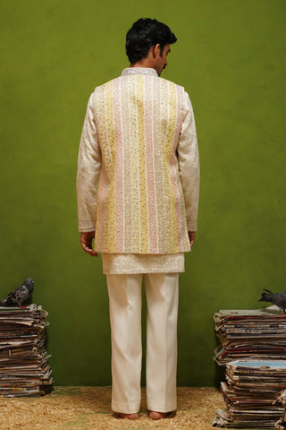AAFREEN MULTI  V NECKSHORT KURTA JACKET SET