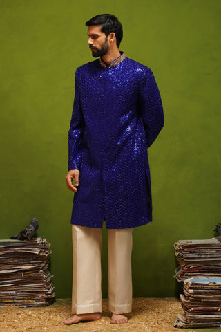 HUMSAFAR ROYAL BLUE INDO - WESTERN SET