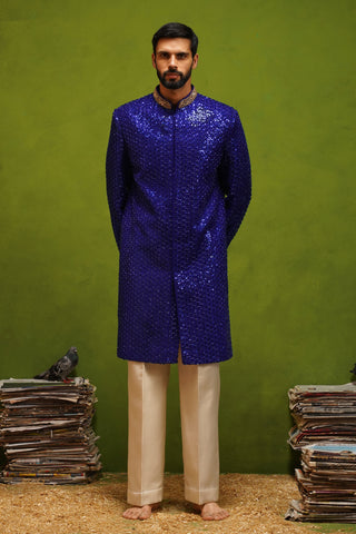 HUMSAFAR ROYAL BLUE INDO - WESTERN SET