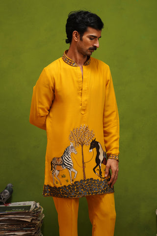 SAATHI YELLOW SHORT KURTA SET