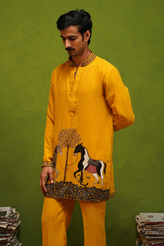 SAATHI YELLOW SHORT KURTA SET