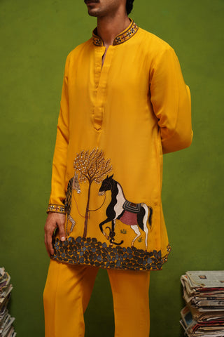 SAATHI YELLOW SHORT KURTA SET