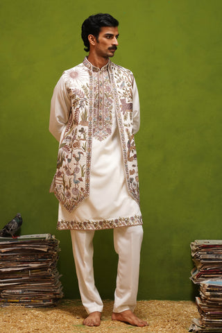 JUNGLE IVORY KURTA JACKET SET