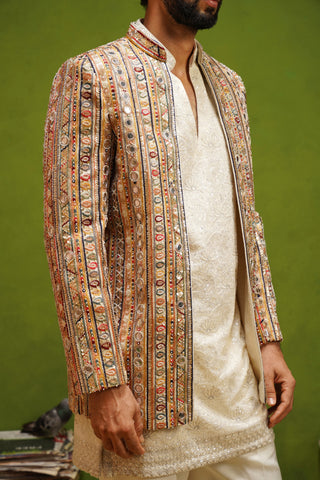 SAFAR MULTI JODHPURI SET WITH V NECK KURTA