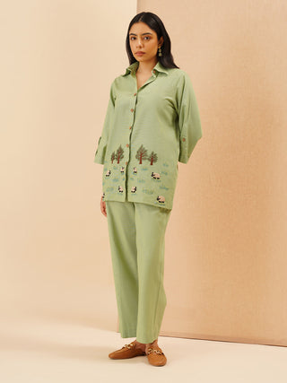 Sage Green Agnès Button Down Co-Ord Set