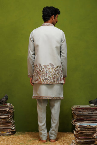 JUNGLE SKY KURTA JACKET  SET