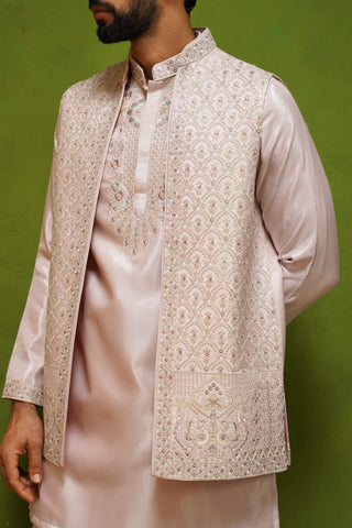 OJASV PINK SHORT KURTA JACKET  SET