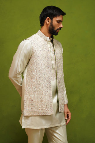 OJASV MEHNDI SHORT KURTA JACKET SET