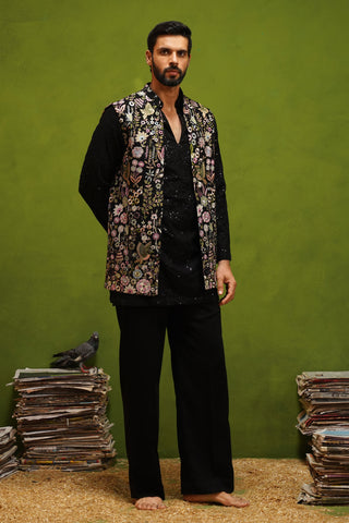 ROOH BLACK SHORT KURTA JACKET SET