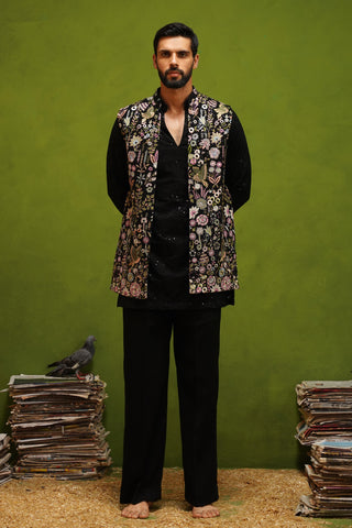 ROOH BLACK SHORT KURTA JACKET SET
