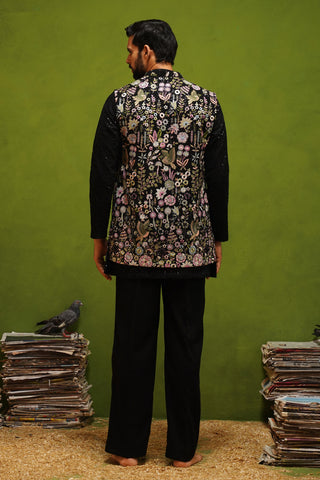 ROOH BLACK SHORT KURTA JACKET SET