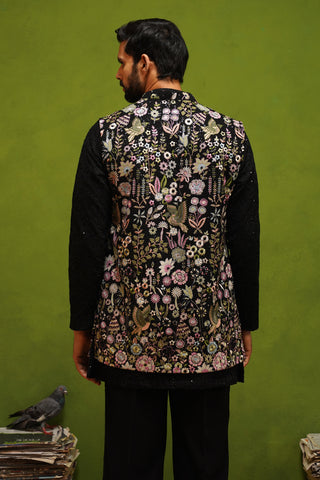 ROOH BLACK SHORT KURTA JACKET SET
