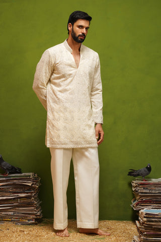 NAQSH IVORY V NECK SHORT KURTA SET
