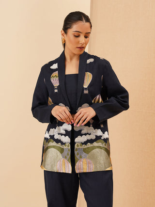 Navy Blue Cappadocia Shrug Co-Ord Set