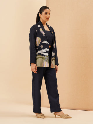 Navy Blue Cappadocia Shrug Co-Ord Set