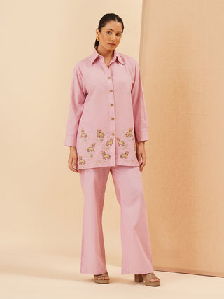 Lavender Pink Cervina Button Down Co-Ord Set