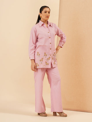 Lavender Pink Cervina Button Down Co-Ord Set