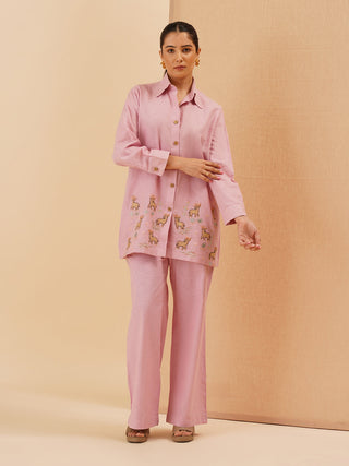 Lavender Pink Cervina Button Down Co-Ord Set