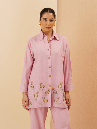 Lavender Pink Cervina Button Down Co-Ord Set