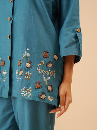 Teal Gallina Button Down Co-Ord Set