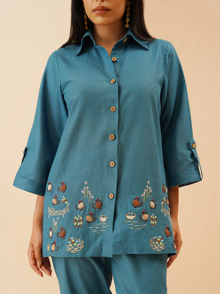 Teal Gallina Button Down Co-Ord Set