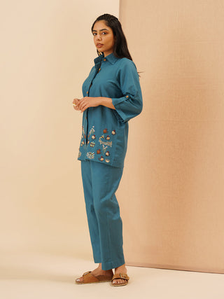 Teal Gallina Button Down Co-Ord Set