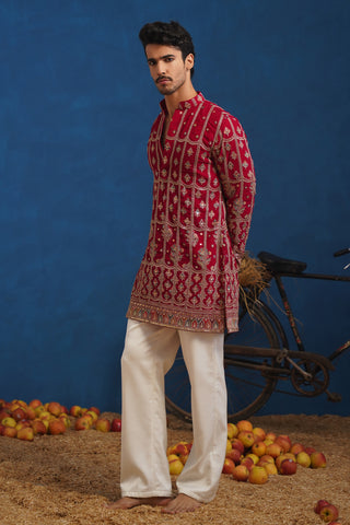 SURKH HOT PINK SHORT KURTA SET