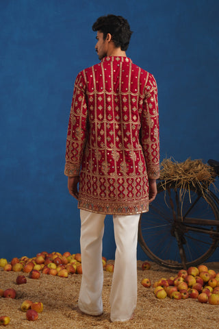 SURKH HOT PINK SHORT KURTA SET