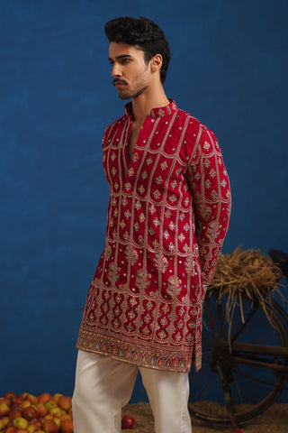 SURKH HOT PINK SHORT KURTA SET