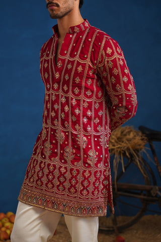 SURKH HOT PINK SHORT KURTA SET