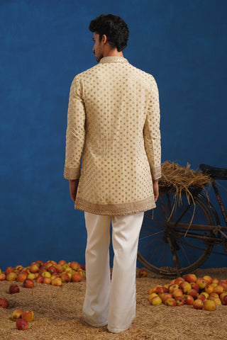 POLKA CREAM SHORT KURTA SET