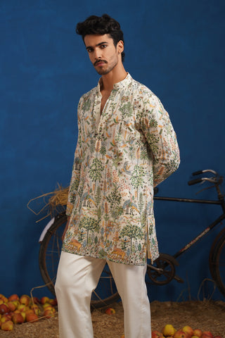 PARIND IVORY SHORT KURTA SET