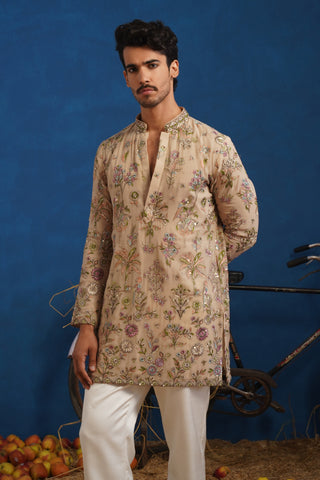 REHAAN BEIGE SHORT KURTA SET