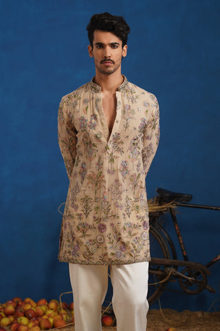 REHAAN BEIGE SHORT KURTA SET