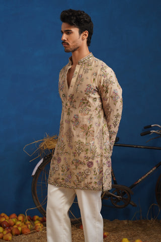 REHAAN BEIGE SHORT KURTA SET