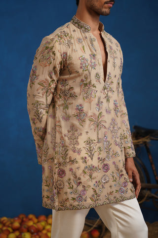 REHAAN BEIGE SHORT KURTA SET