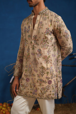 REHAAN BEIGE SHORT KURTA SET