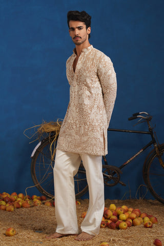 MAYURESH BEIGE SHORT KURTA SET