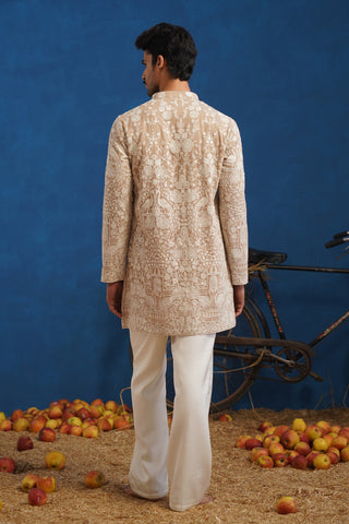 MAYURESH BEIGE SHORT KURTA SET