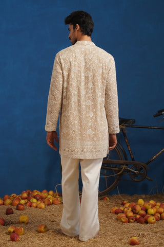 DIVIT CUTDANA BEIGE SHORT KURTA SET