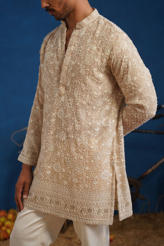 DIVIT CUTDANA BEIGE SHORT KURTA SET