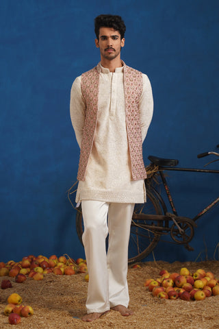 PRATEEK PINK SHORT KURTA JACKET SET