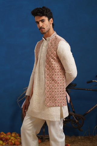 PRATEEK PINK SHORT KURTA JACKET SET