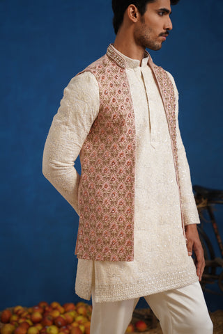 PRATEEK PINK SHORT KURTA JACKET SET