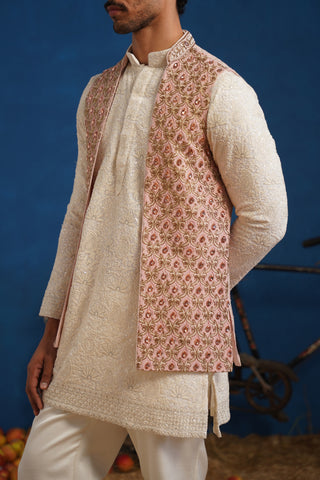 PRATEEK PINK SHORT KURTA JACKET SET