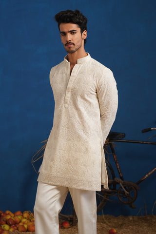 UDAY IVORY SHORT KURTA SET